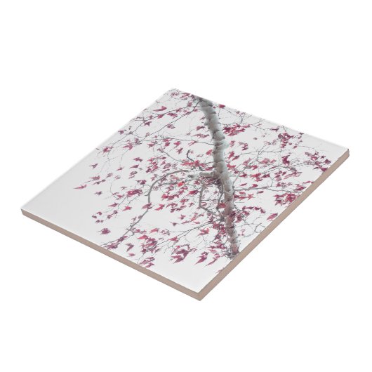 Carreau Une touche de feuille rose (Côté)