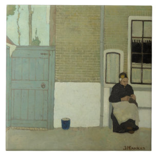 Carreau Une vieille Néerlandaise devant sa maison (Jan Man