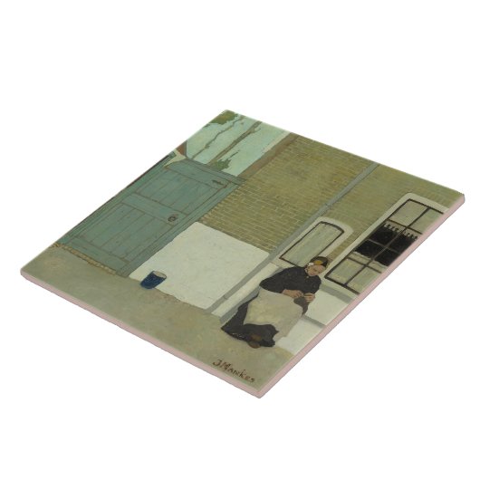 Carreau Une vieille Néerlandaise devant sa maison (Jan Man (Côté)