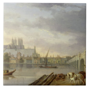 Carreau Une vue de pont de Westminster et de l'abbaye du