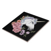 Carreau Unicorn blanc et Flowers (Côté)