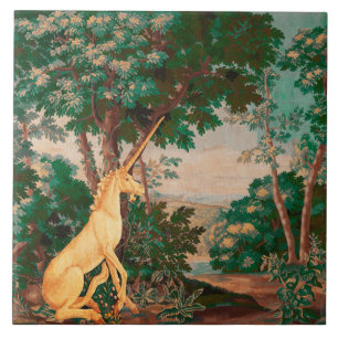 CARREAU UNICORN EN BOIS VERT PAYSAGE, ARBRES, VERDURE