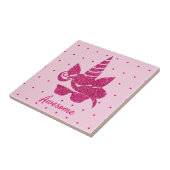 Carreau Unicorn rose Parties scintillant mignonne fille en (Côté)