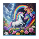 Carreau Unicorne arc-en-ciel une (Devant)