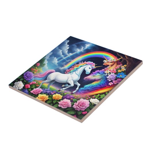 Carreau Unicorne arc-en-ciel une (Côté)