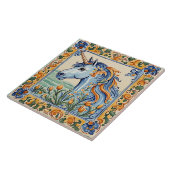 Carreau Unicorne Méditerranée Jaune & Bleu Folk Floral (Côté)