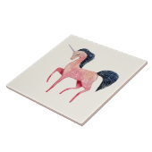 Carreau Unicorne nordique rose avec Mane noir (Côté)