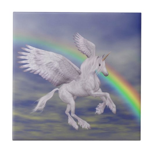 Carreau Unicorne volant au-dessus de Rainbow Animal Art (Devant)