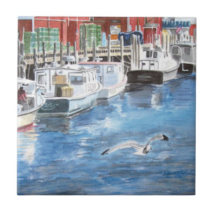 Carreau Union Wharf Portland, Maine Aquarelle
