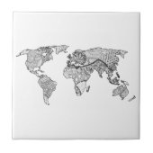 Carreau Unique Monde Carte Doodle (Devant)