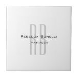 Carreau Unique Monogramme gris blanc moderne<br><div class="desc">Vous pouvez facilement modifier les polices, l'image Arrière - plan et la couleur, caractères de lettre.</div>