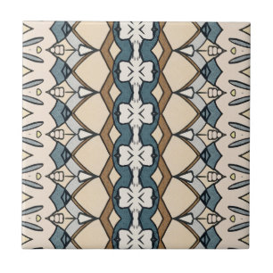 Carreau Unique symétrique beige et bleu