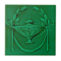 Urne verte néoclassique Antique Repro Faux Relief