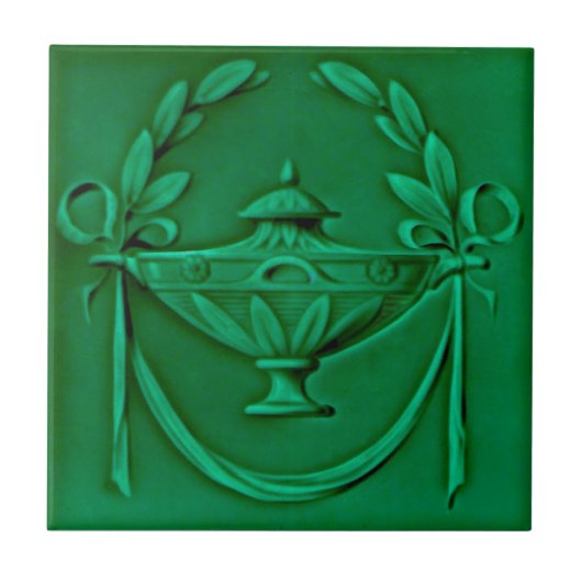 Carreau Urne verte néoclassique Antique Repro Faux Relief (Devant)