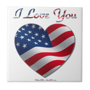 Carreau USA Flag Heart Je t'aime