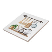 Carreau Ustensiles de cuisine à l'aquarelle (Côté)