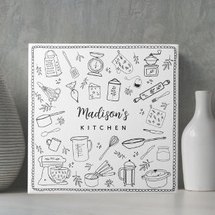 Carreau Ustensiles de cuisine personnalisés dessinés à la