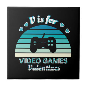 Carreau V for Video Games Not Valentines - Funny Retro Col