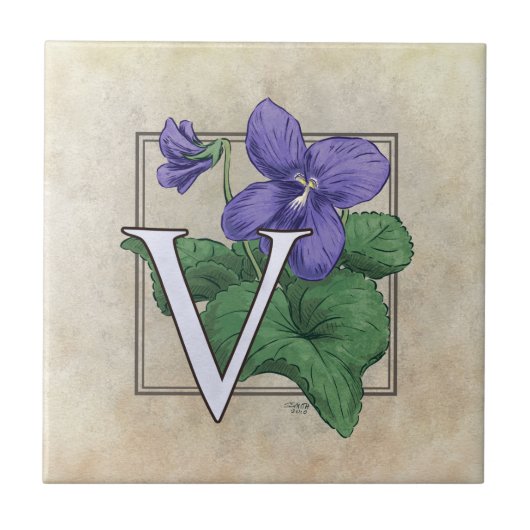 Carreau V pour l'art du monogramme floral violet (Devant)