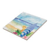 Carreau Vacances de surf d'Hawaï - art d'aquarelle (Côté)