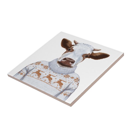 Carreau Vache à chandail de Noël (Côté)