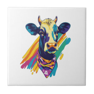 Carreau Vache colorée Png, dessin de vache arc-en-ciel Png