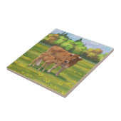 Carreau Vache d'Aubrac et veau mignon dans le pâturage de  (Côté)