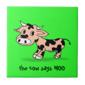 Carreau Vache de dessin sur vert avec Moo (Devant)