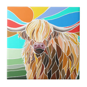 Carreau Vache des hautes terres colorées