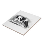 Carreau Vache du Holstein : Dessin au crayon : Ferme, pays (Côté)