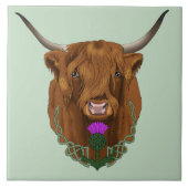 Carreau Vache Écossaise des Highlands Thistle Celtique Vio (Devant)