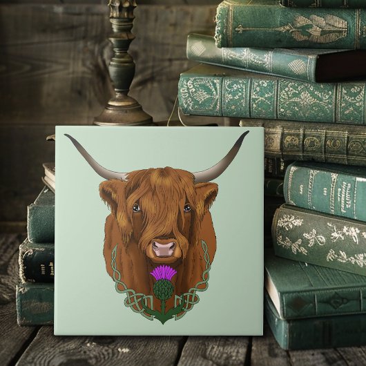 Carreau Vache Écossaise des Highlands Thistle Celtique Vio