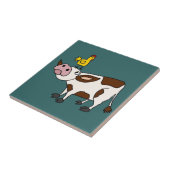 Carreau Vache géniale avec le poulet sur sa bande dessinée (Côté)