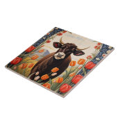 Carreau Vache mignonne aux tulipes (Côté)