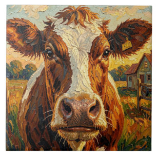 Carreau Vache mignonne en impasto à la ferme