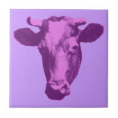Carreau Vache Pop Art Rose et Violet (Devant)