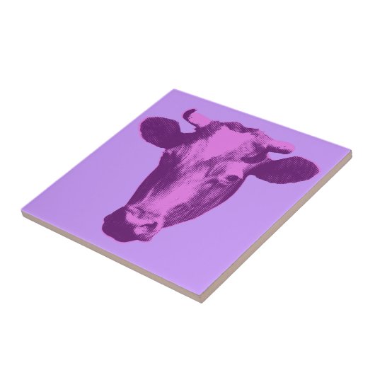 Carreau Vache Pop Art Rose et Violet (Côté)