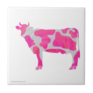 Carreau Vache rose et blanc Silhouette