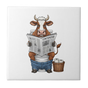 Carreau Vache sur toilettes PNG, drôle d'animal de ferme