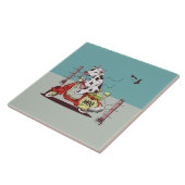 Carreau Vache sur une moto rétro (Côté)