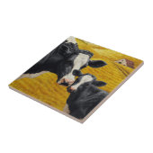 Carreau Vaches Holstein et vieille grange en bois (Côté)