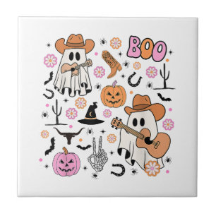 Carreau Vachette fantôme effrayante cow-boy mignon Hallowe