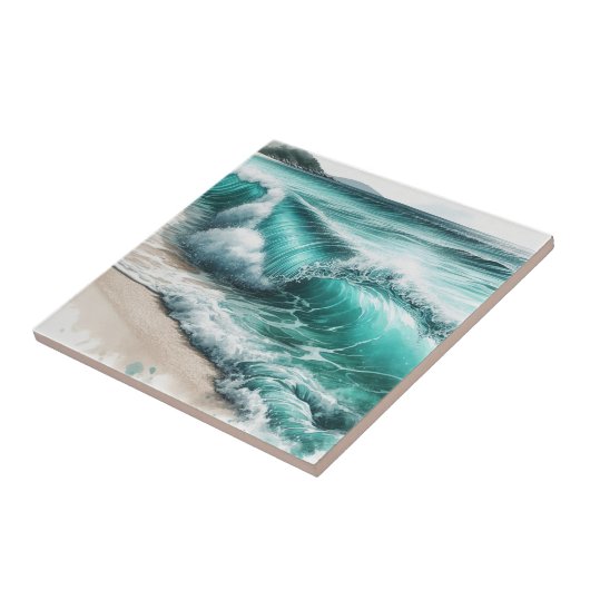 Carreau Vague océanique Turquoise (Côté)