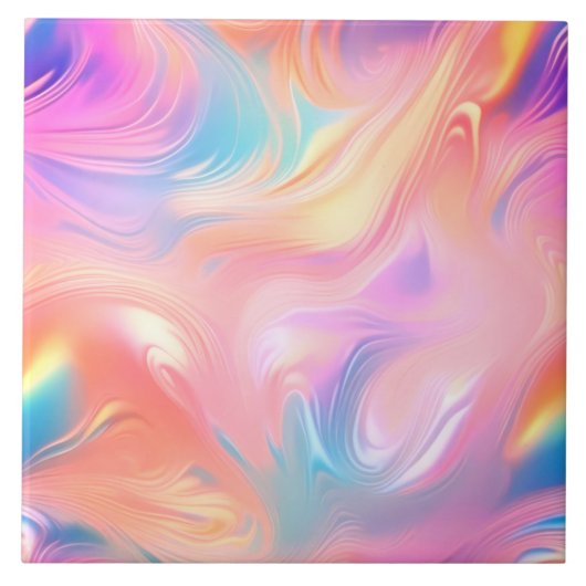 Carreau Vagues abstraites rose bleu jaune tendance (Devant)