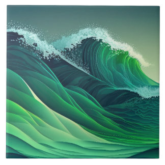 Carreau Vagues bleu bleu turquoise