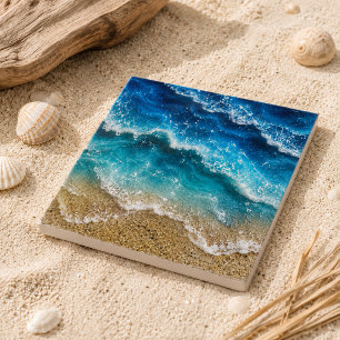 Carreau Vagues bleues en résine fausse décoration de plage