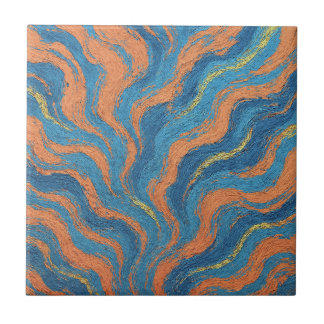 Carreau vagues de corail et d'indigo