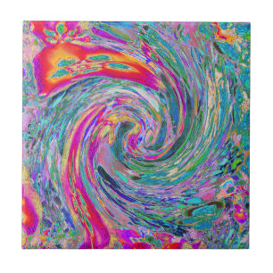 Carreau Vagues de couleur de fleurs psychédéliques florale