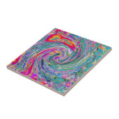 Carreau Vagues de couleur de fleurs psychédéliques florale (Côté)