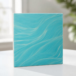 Carreau Vagues de ligne Aqua Moderne Minimaliste Abstraite